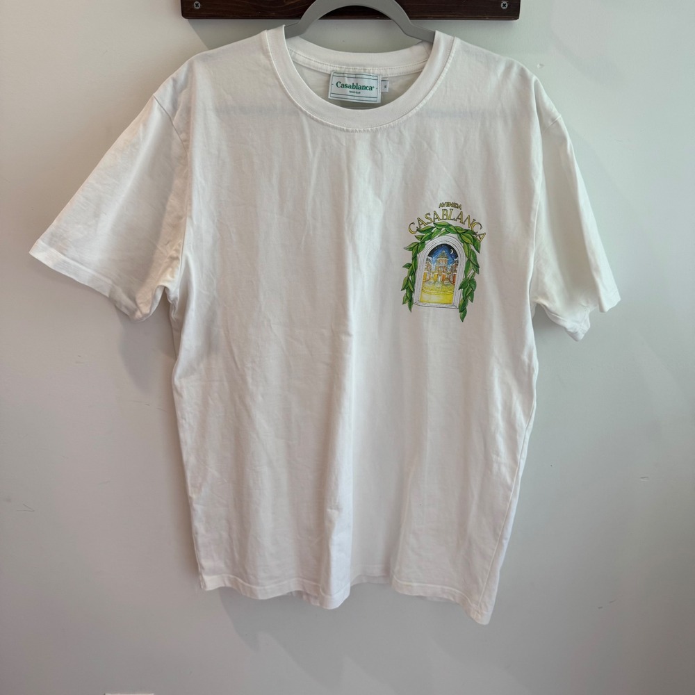 Casablanca Tennis Club Avenida Graphic T-Shirt White Mens XL Cotton Short Sleeve